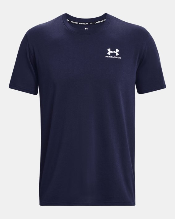 Men's UA Logo Embroidered Heavyweight Short Sleeve in Blue image number 4